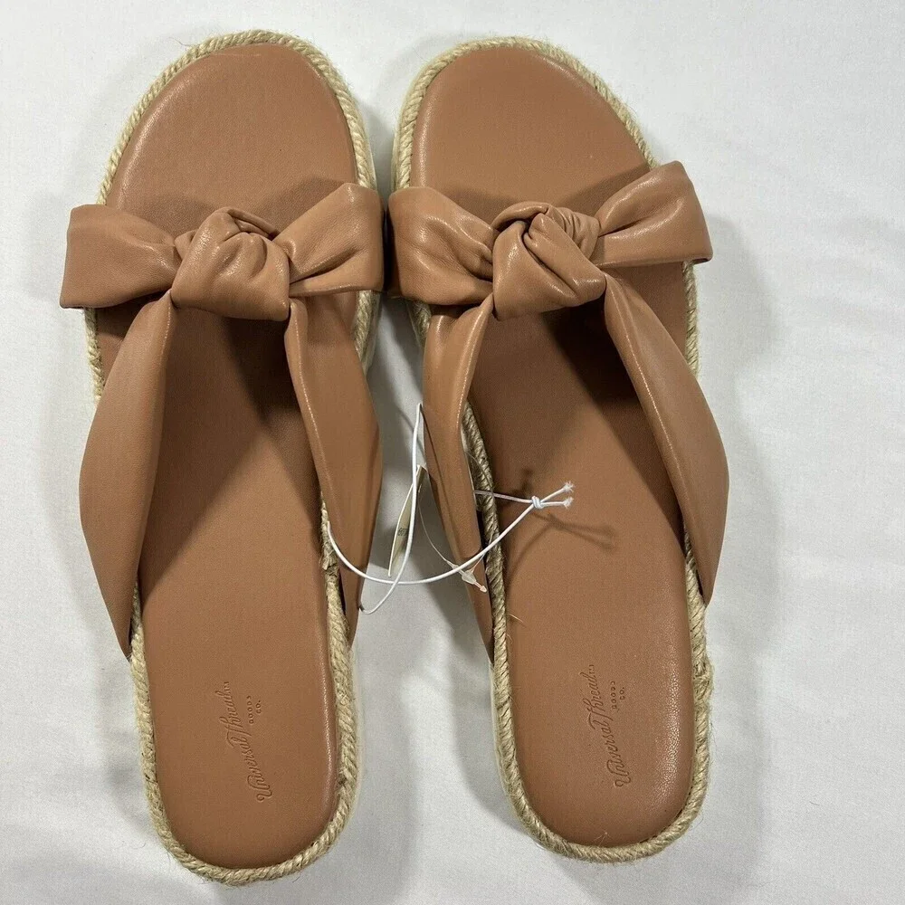 Universal Threads Open Toe‎ Tan Knotted Espadrille Sandals Size 11